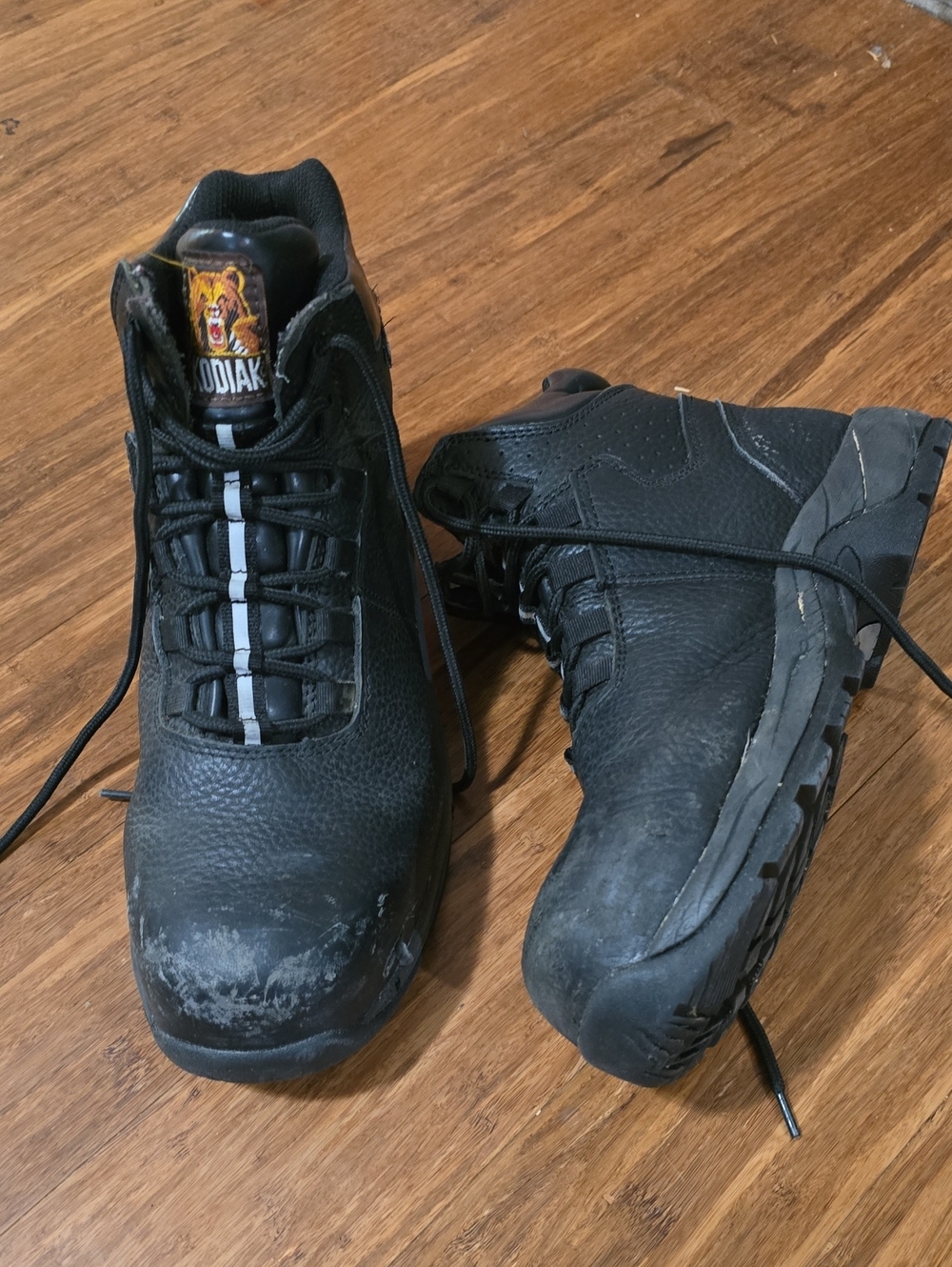 Kodiak Black Men's Lace-Up Work Boots with Reflective Tongue Stripe